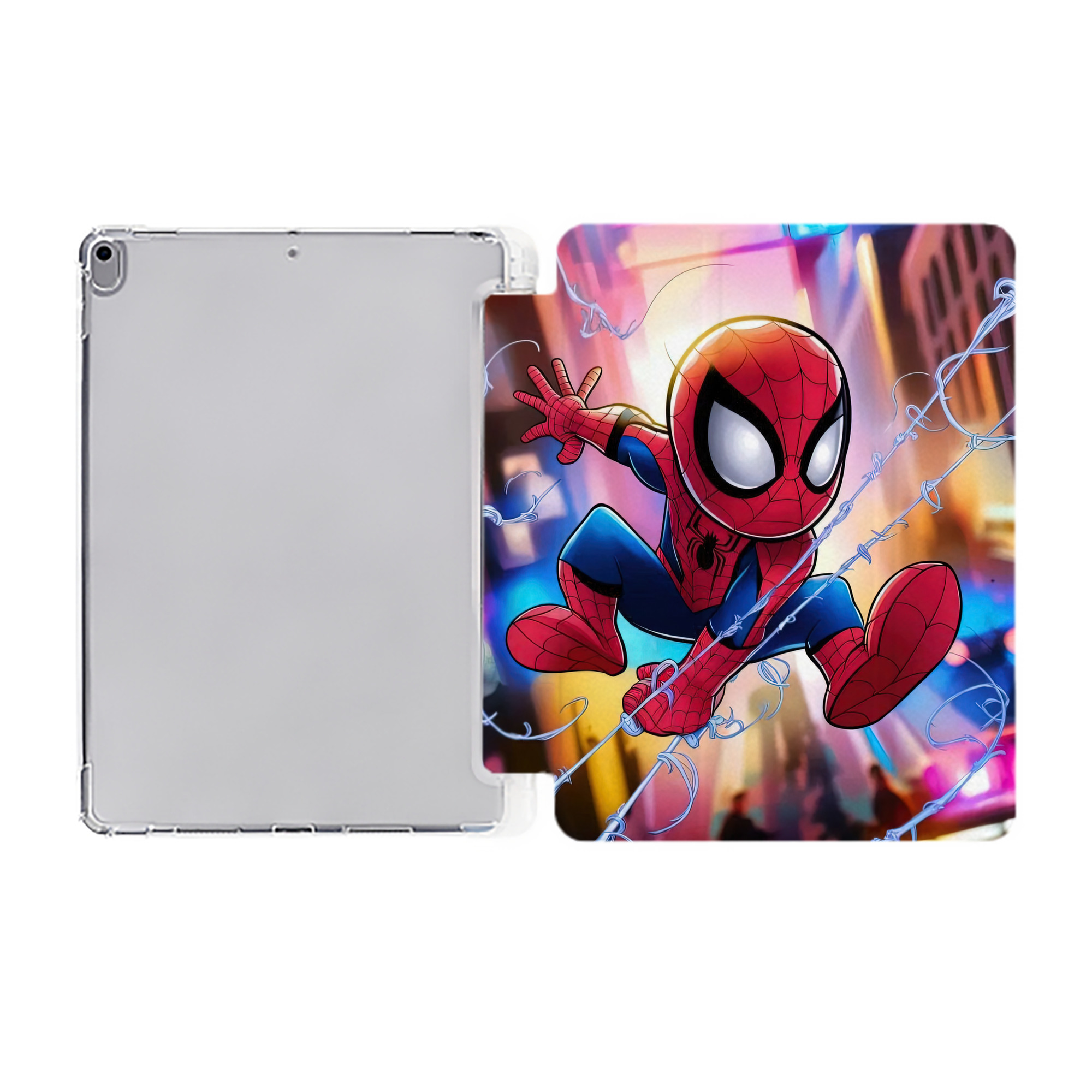 （画像用） Spider Man スパイダーマン IPad ケース ペン収納付き 三つ折りスタンド PUレザー×シリコン 対応機種9.5/10.5/10.9インチ